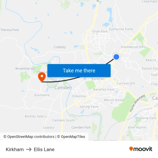 Kirkham to Ellis Lane map