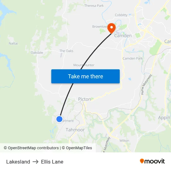 Lakesland to Ellis Lane map