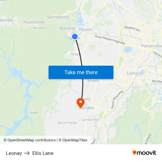 Leonay to Ellis Lane map