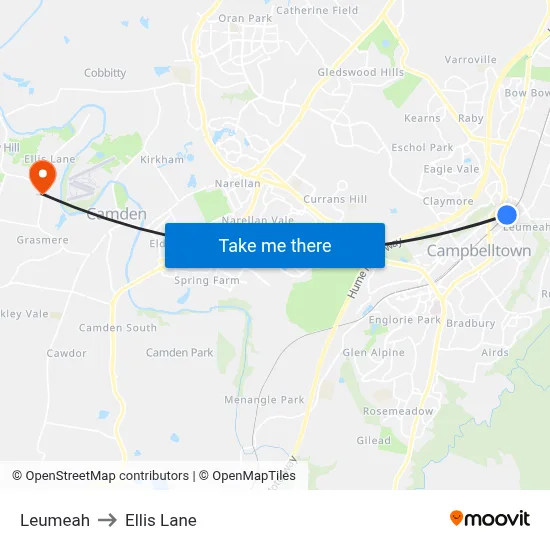 Leumeah to Ellis Lane map