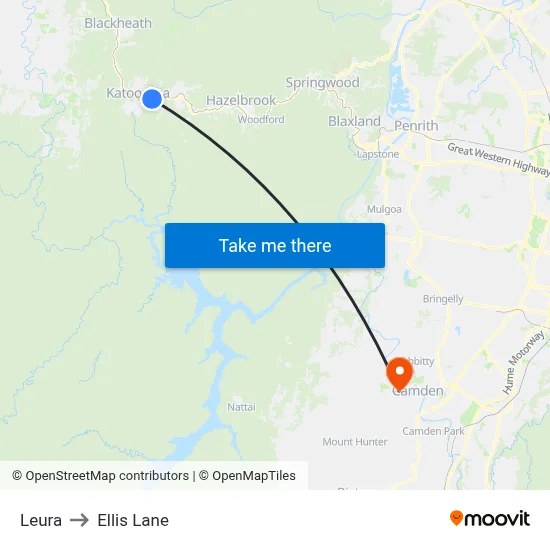 Leura to Ellis Lane map