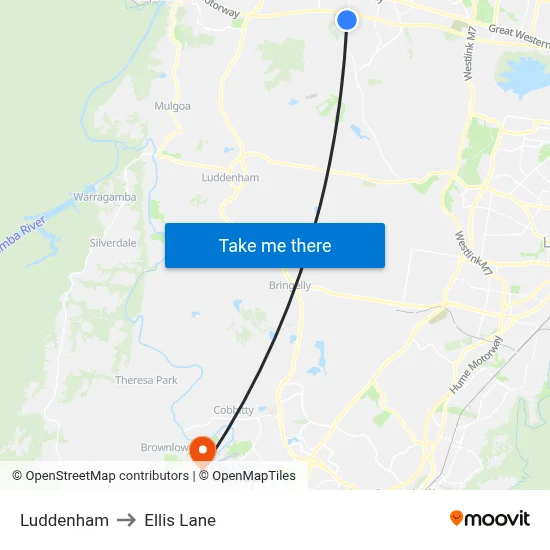 Luddenham to Ellis Lane map