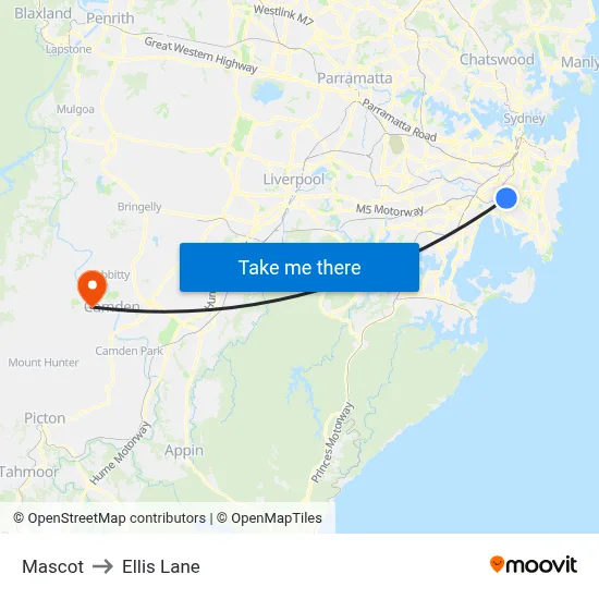 Mascot to Ellis Lane map