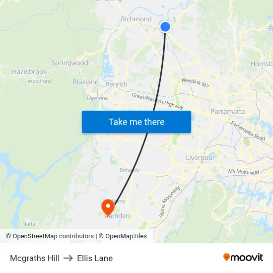 Mcgraths Hill to Ellis Lane map