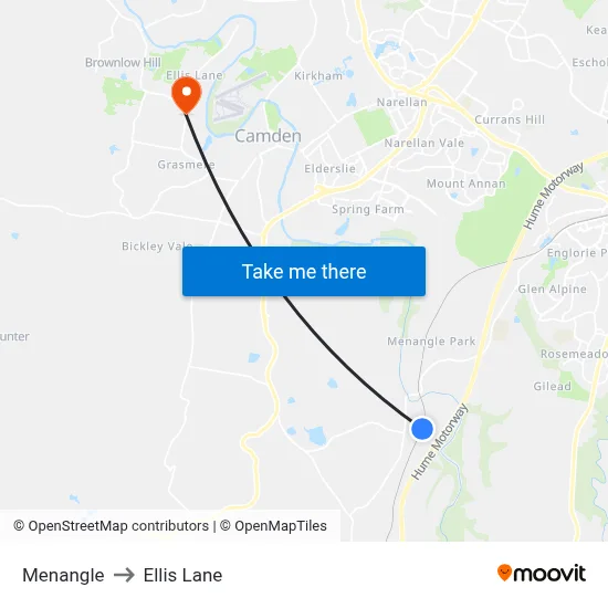 Menangle to Ellis Lane map