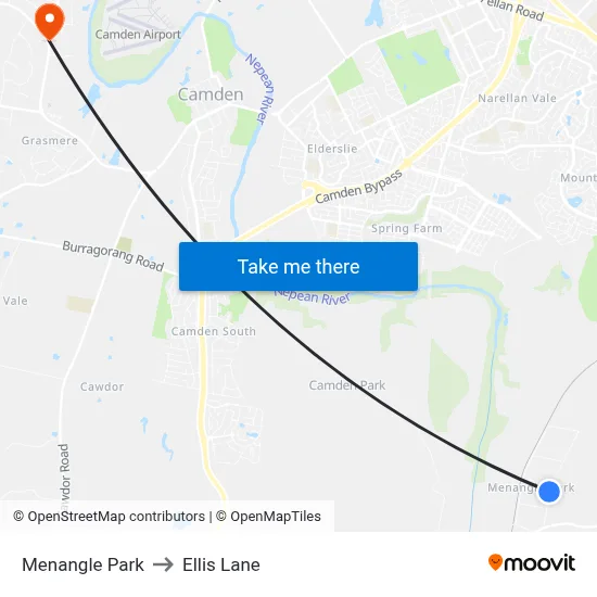 Menangle Park to Ellis Lane map