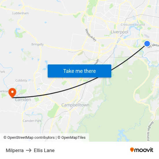 Milperra to Ellis Lane map