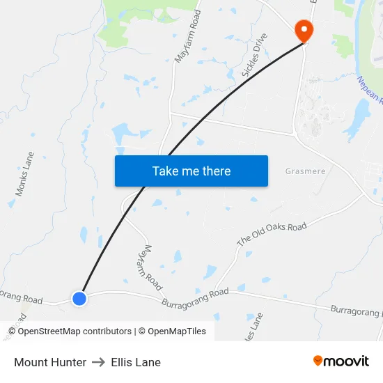 Mount Hunter to Ellis Lane map