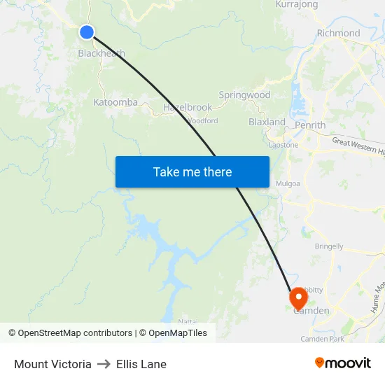 Mount Victoria to Ellis Lane map