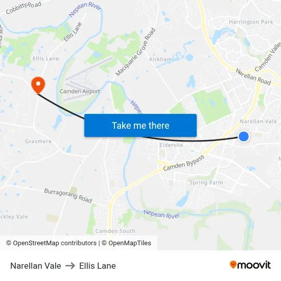 Narellan Vale to Ellis Lane map
