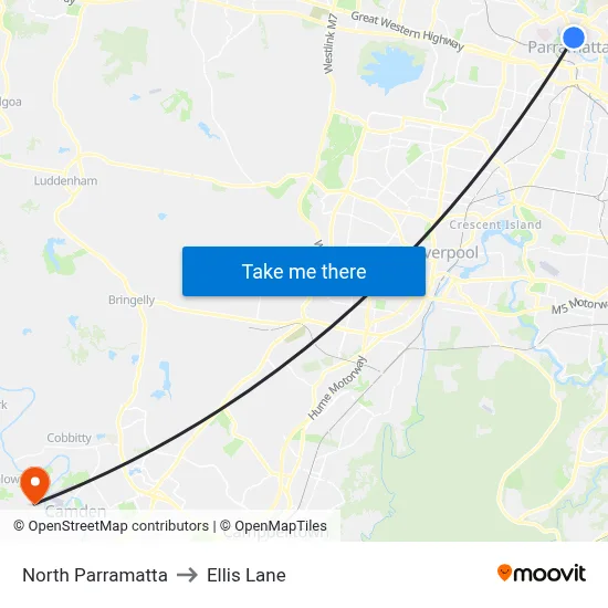 North Parramatta to Ellis Lane map
