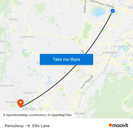 Pemulwuy to Ellis Lane map