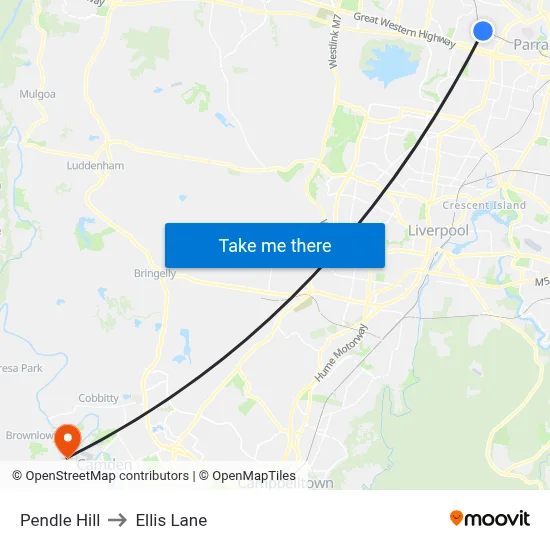 Pendle Hill to Ellis Lane map