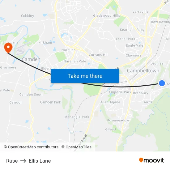 Ruse to Ellis Lane map