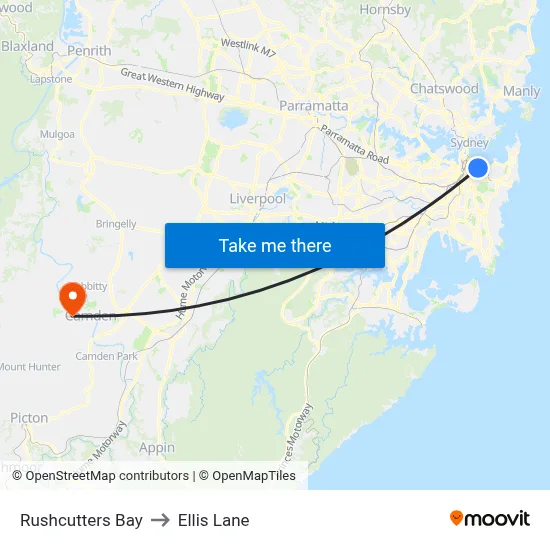 Rushcutters Bay to Ellis Lane map