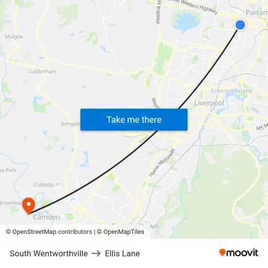 South Wentworthville to Ellis Lane map