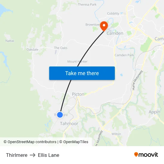 Thirlmere to Ellis Lane map