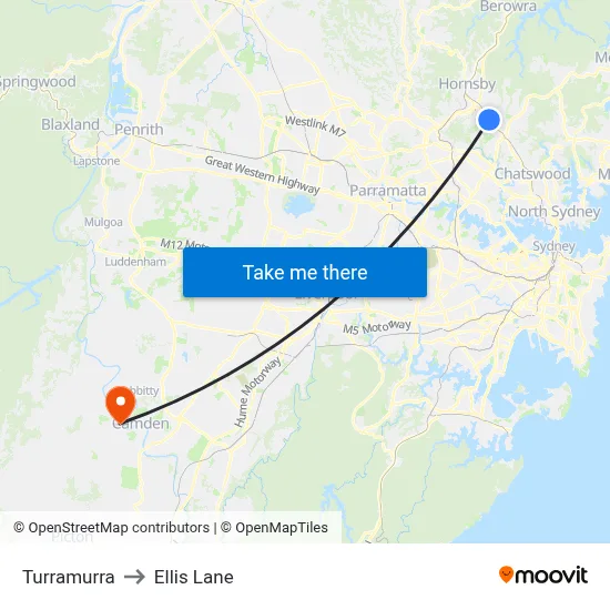 Turramurra to Ellis Lane map