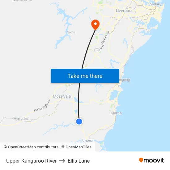 Upper Kangaroo River to Ellis Lane map
