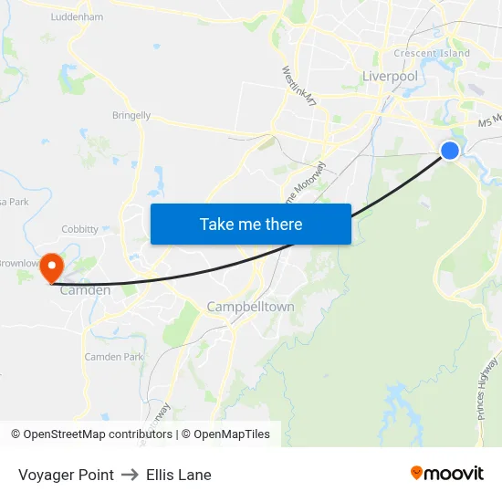 Voyager Point to Ellis Lane map