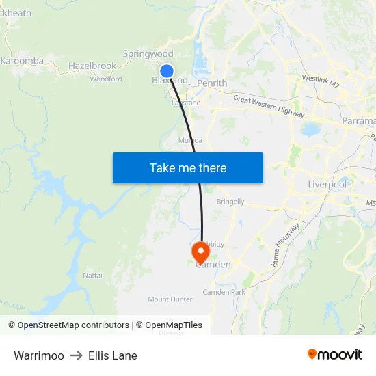 Warrimoo to Ellis Lane map