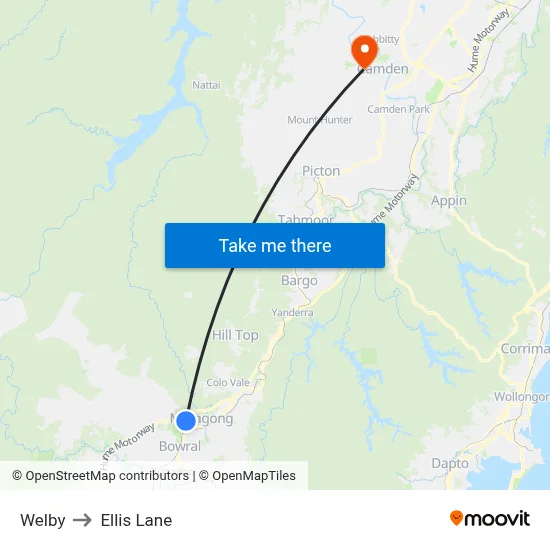 Welby to Ellis Lane map