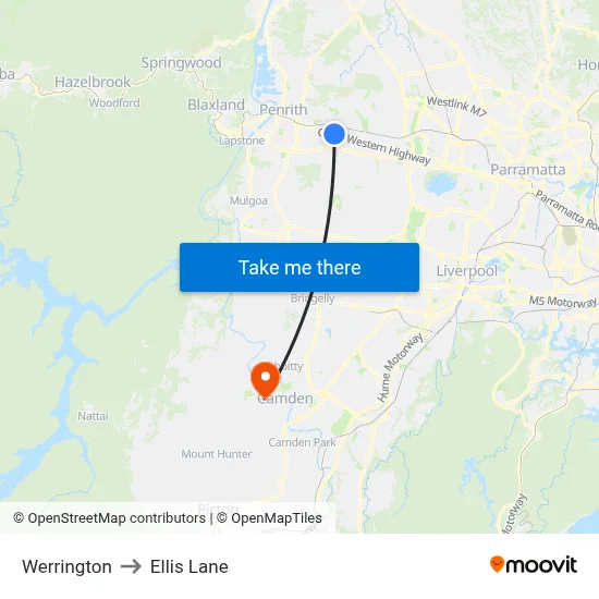 Werrington to Ellis Lane map