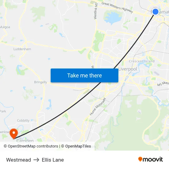 Westmead to Ellis Lane map