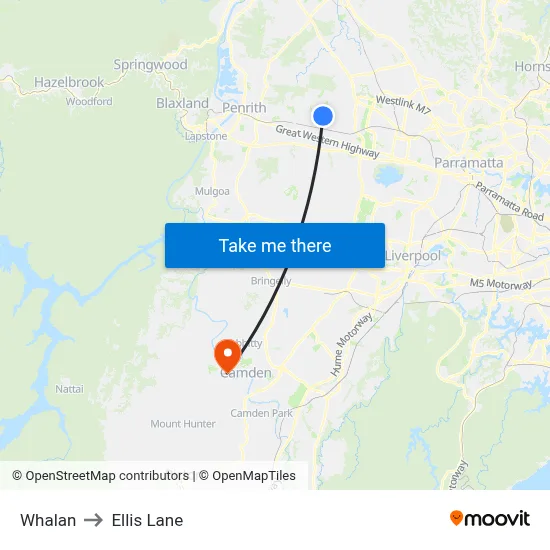 Whalan to Ellis Lane map