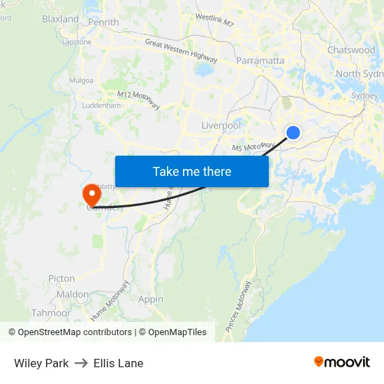Wiley Park to Ellis Lane map