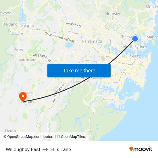 Willoughby East to Ellis Lane map