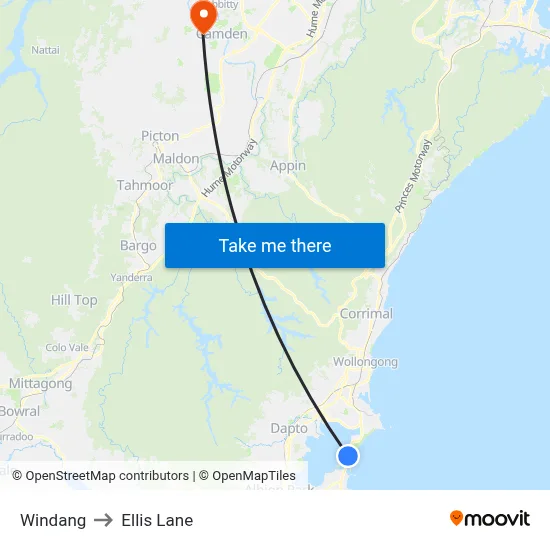 Windang to Ellis Lane map