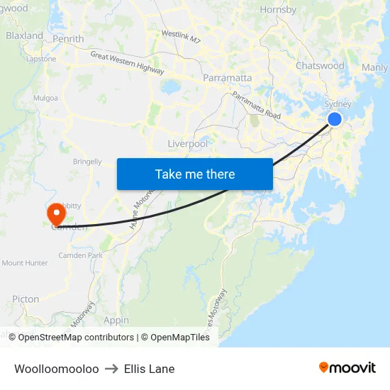 Woolloomooloo to Ellis Lane map