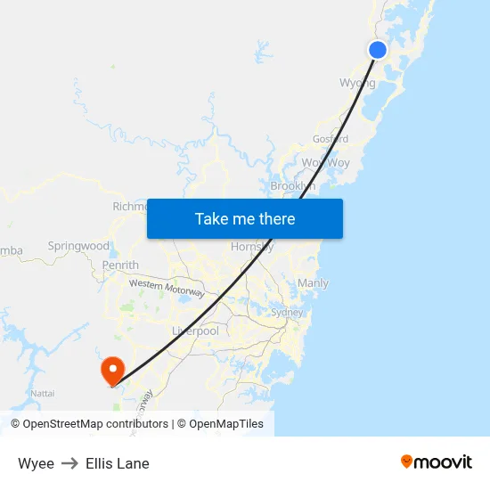 Wyee to Ellis Lane map
