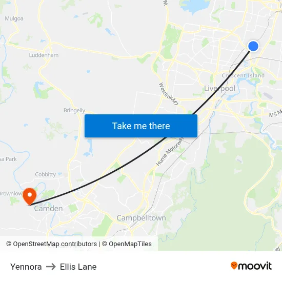 Yennora to Ellis Lane map