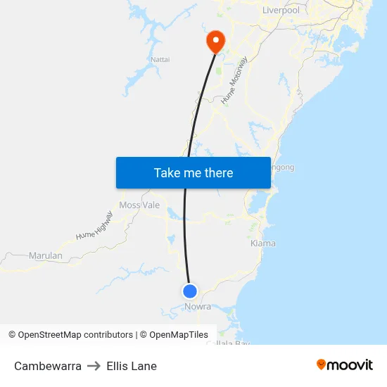 Cambewarra to Ellis Lane map