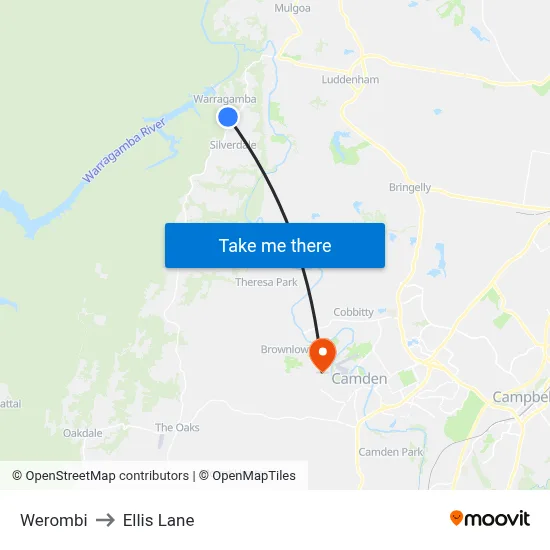 Werombi to Ellis Lane map