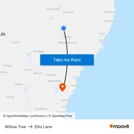 Willow Tree to Ellis Lane map