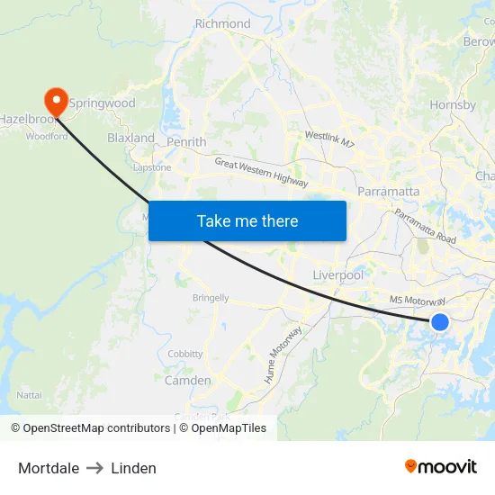 Mortdale to Linden map