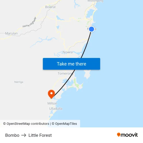 Bombo to Little Forest map