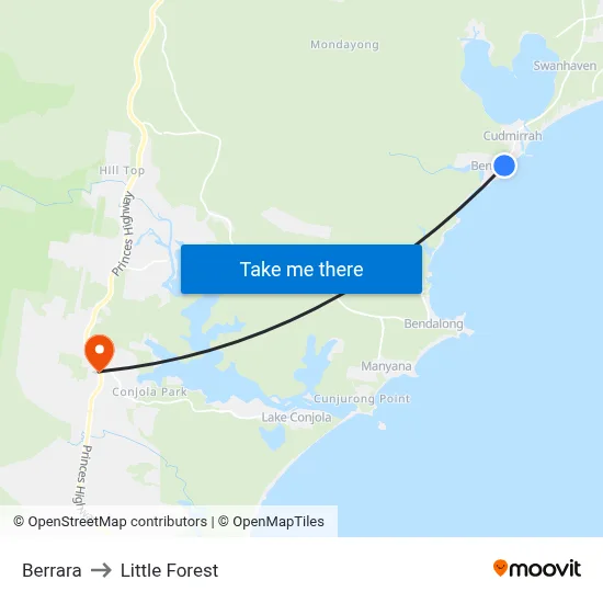 Berrara to Little Forest map