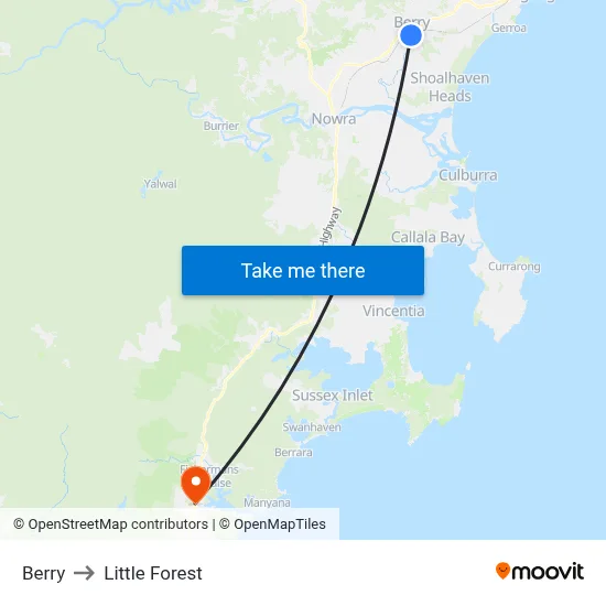 Berry to Little Forest map