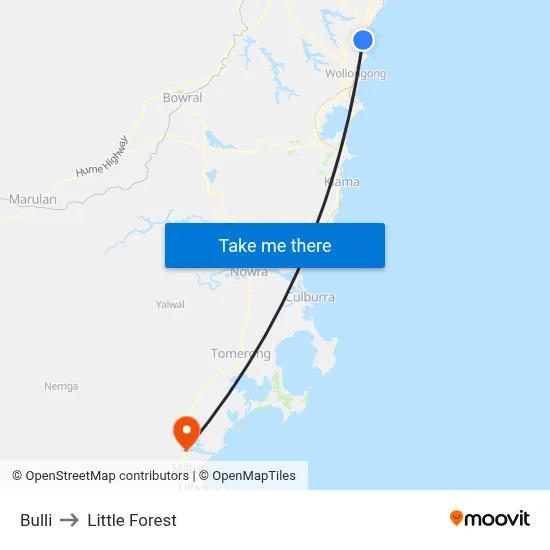 Bulli to Little Forest map