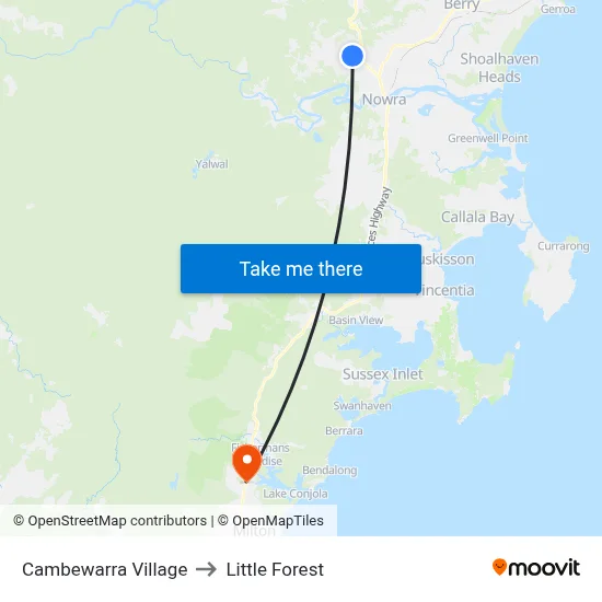 Cambewarra Village to Little Forest map