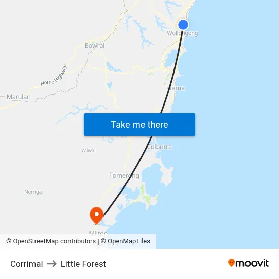 Corrimal to Little Forest map