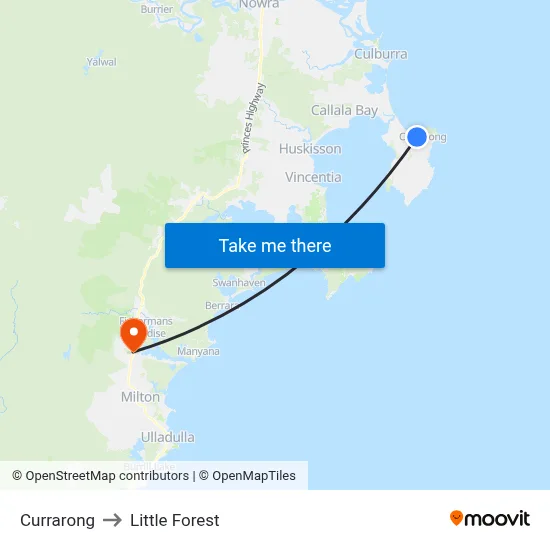 Currarong to Little Forest map