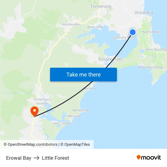 Erowal Bay to Little Forest map