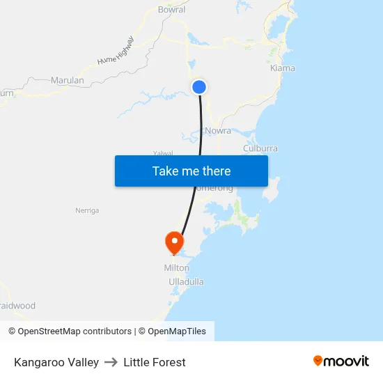 Kangaroo Valley to Little Forest map