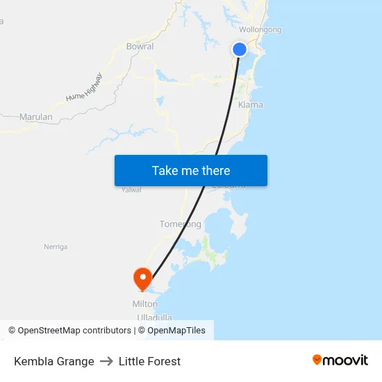 Kembla Grange to Little Forest map