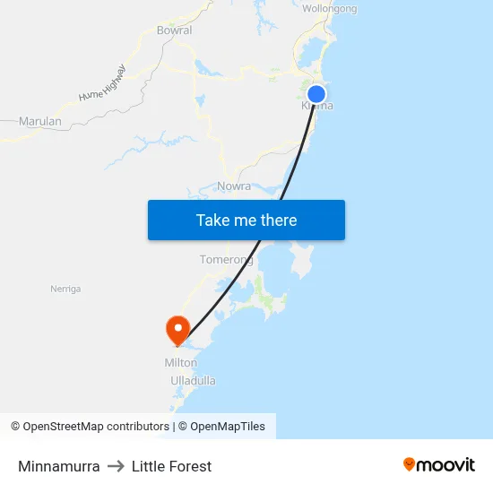 Minnamurra to Little Forest map